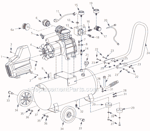 Page A Diagram and Parts List for HL410100 2009 Campbell Hausfeld Compressor